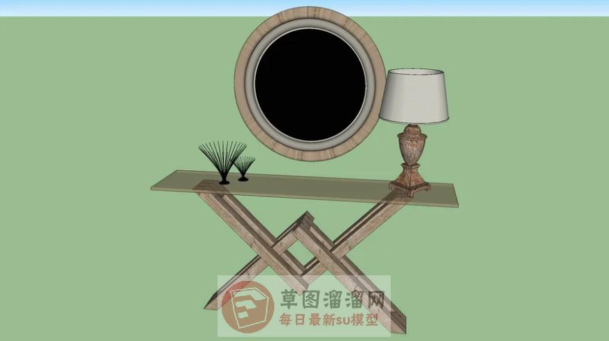 边桌装饰柜SU模型