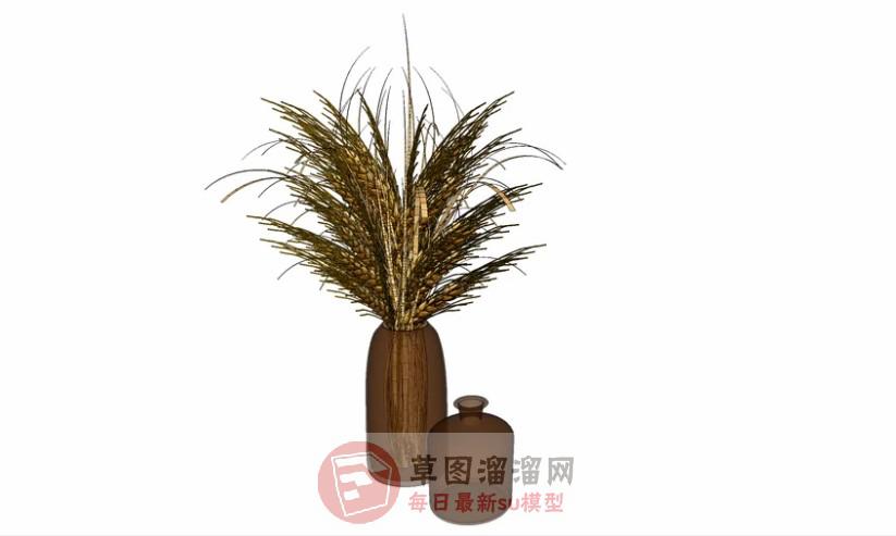 花瓶装饰稻谷SU模型