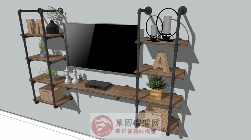 电视壁架柜工艺品SU模型
