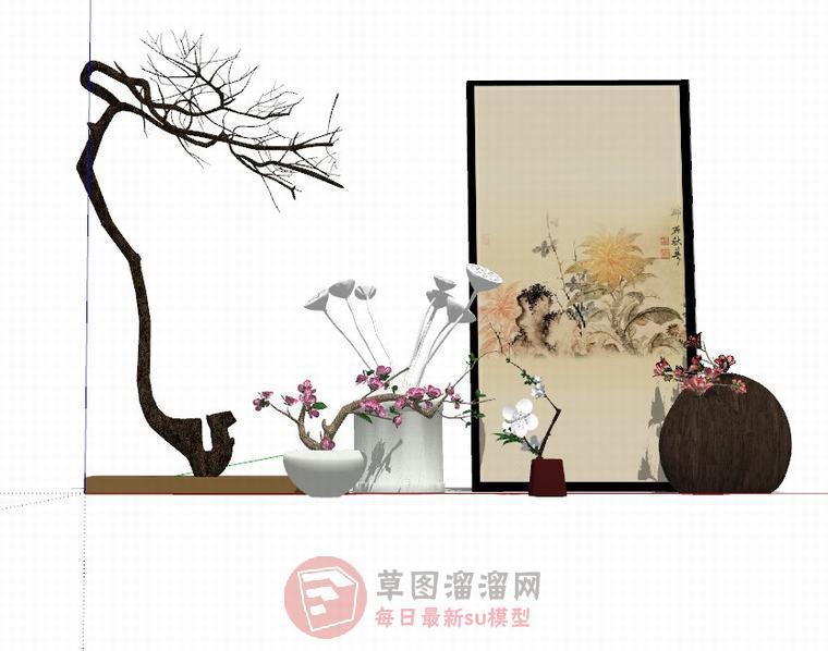 中式装饰品花瓶SU模型