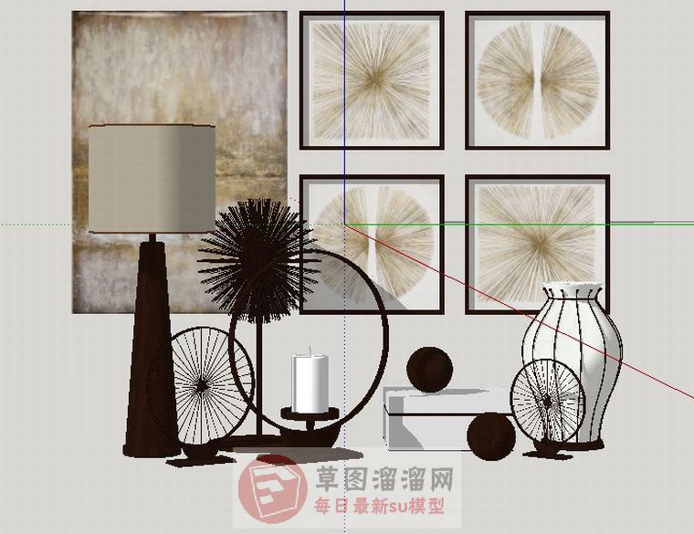 中式装饰品挂画SU模型