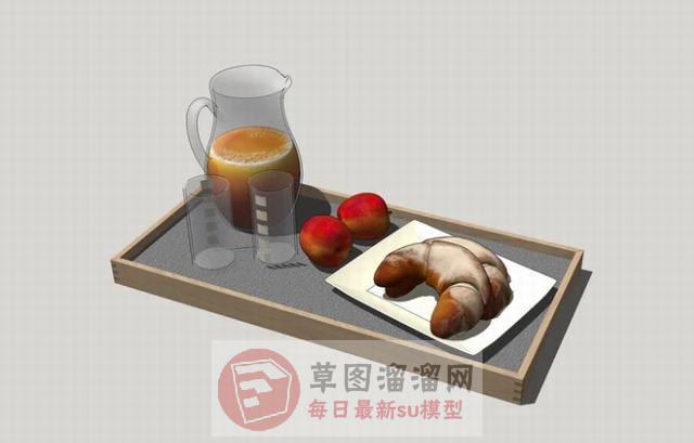 早餐食物面包SU模型