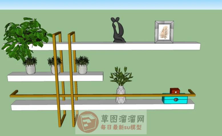 壁架柜工艺品小花瓶SU模型