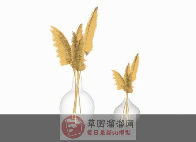 装饰玻璃花盆SU模型