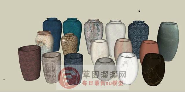 花瓶泥罐SU模型
