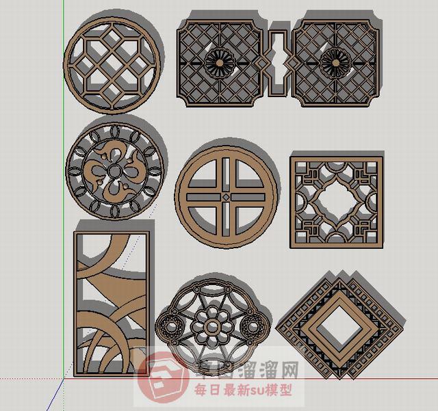 新中式窗花SU模型