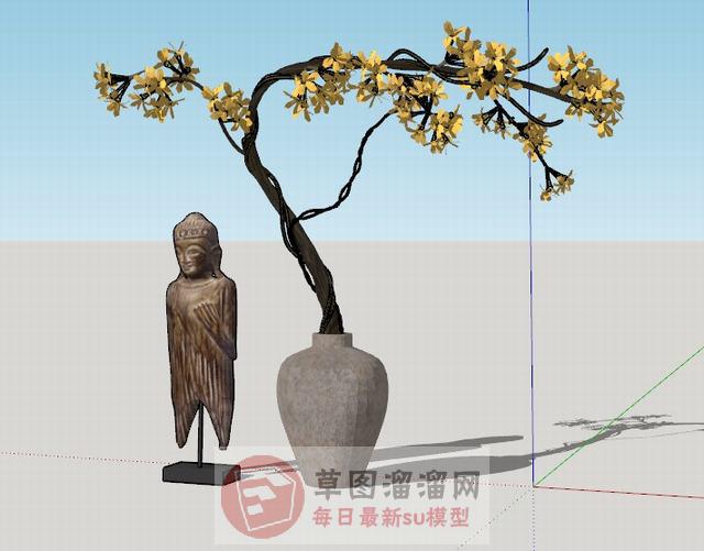 花瓶佛像工艺品SU模型