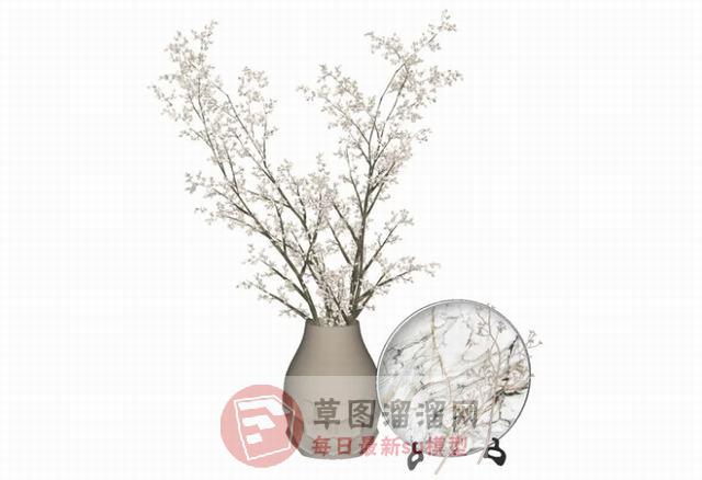花瓶插花碟子SU模型