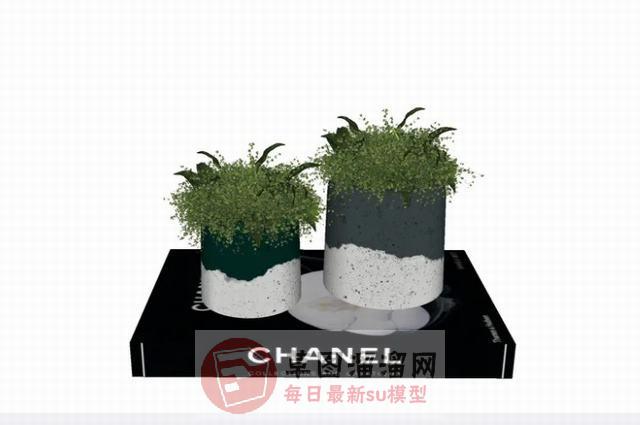 装饰品花盆书本SU模型