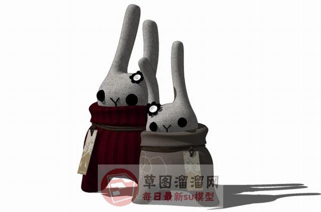 兔子玩具装饰品SU模型