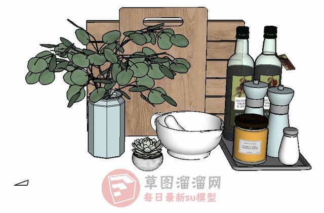 厨房道具装饰品SU模型