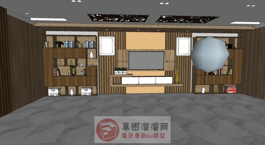 电视柜电视墙书本SU模型