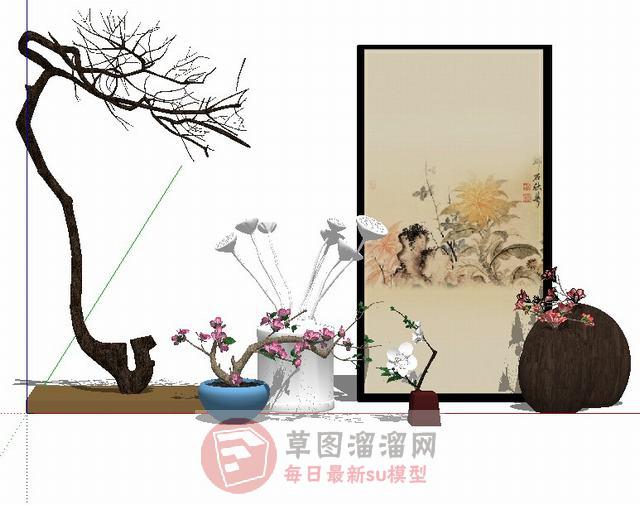 装饰品花盆盆栽SU模型