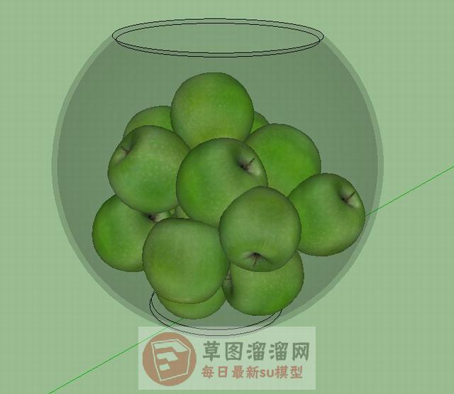 苹果水果篮装饰SU模型