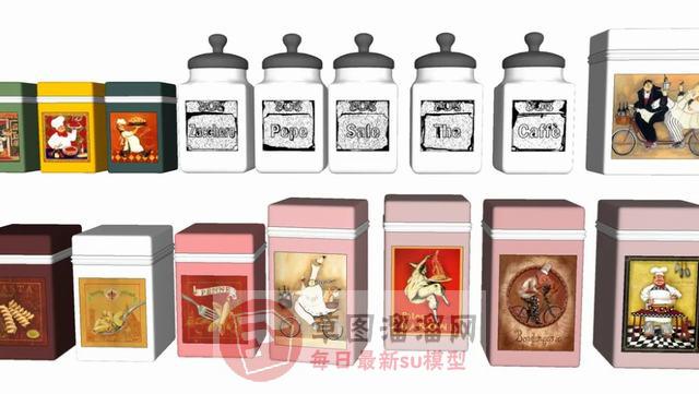铁罐铁盒茶叶盒SU模型