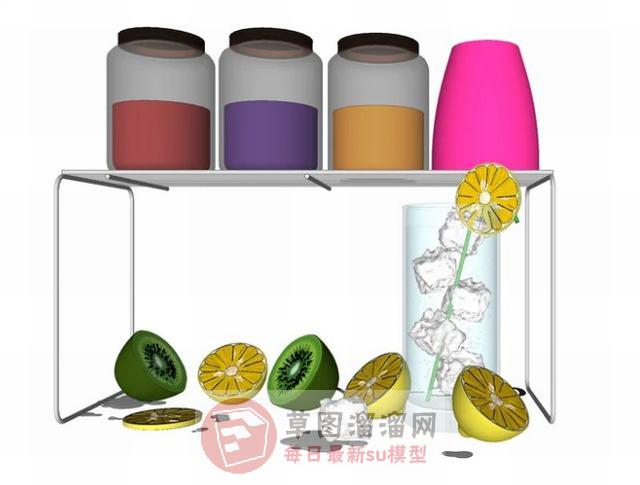 厨房装饰品柠檬汁SU模型