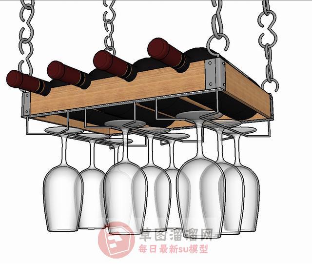 铁链装饰红酒架SU模型
