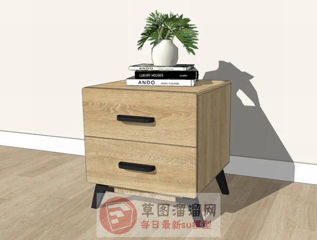 边桌抽屉柜书本SU模型
