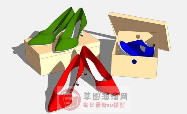 女鞋鞋盒高跟鞋SU模型