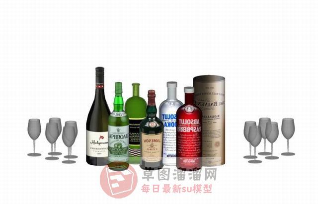 装饰品洋酒酒瓶SU模型