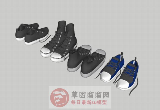 帆布鞋鞋子高帮鞋SU模型