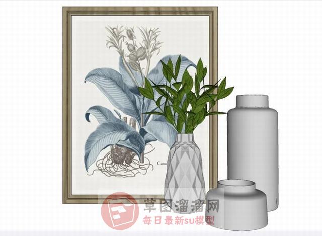 装饰画框花瓶SU模型