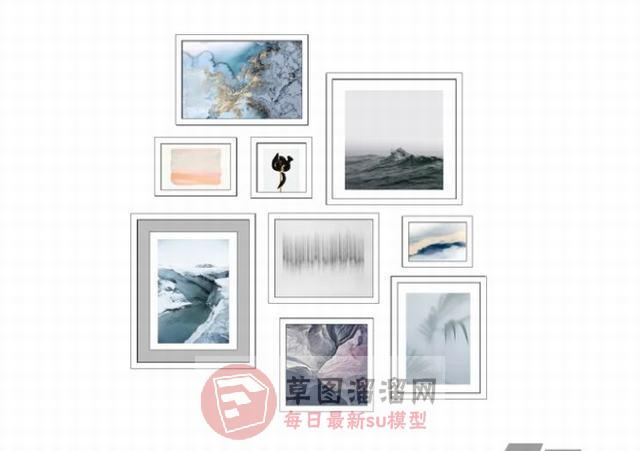 照片墙装饰画SU模型