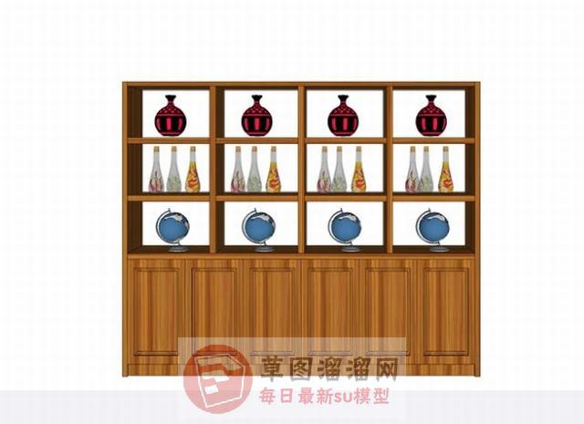 隔断柜装饰柜酒瓶SU模型