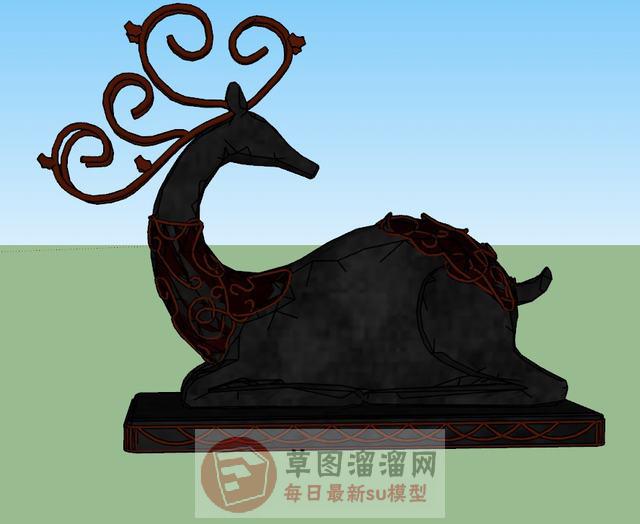 鹿工艺品摆件SU模型