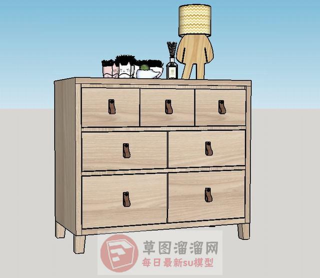 装饰柜边桌柜花盆SU模型