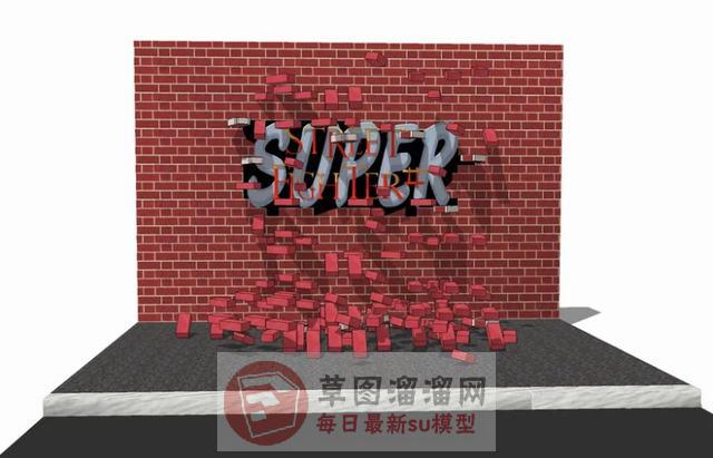 砖头墙装饰墙背景墙SU模型