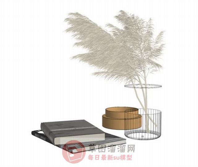 书本花瓶装饰品SU模型