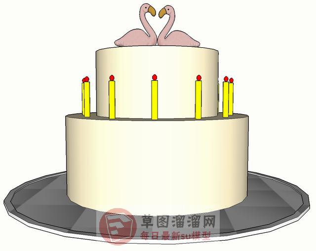 火烈鸟蛋糕SU模型