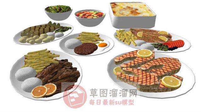 餐盘食物美食SU模型