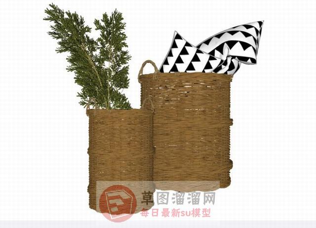 背篓箩筐装饰SU模型