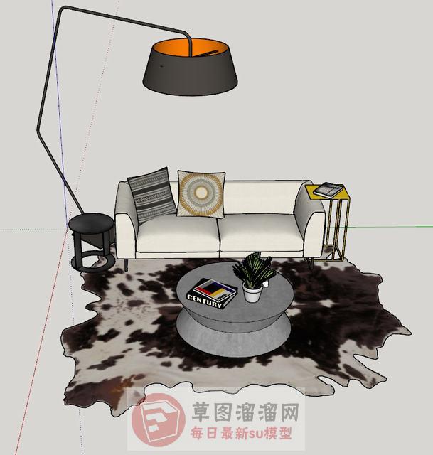 现代双人座沙发SU模型