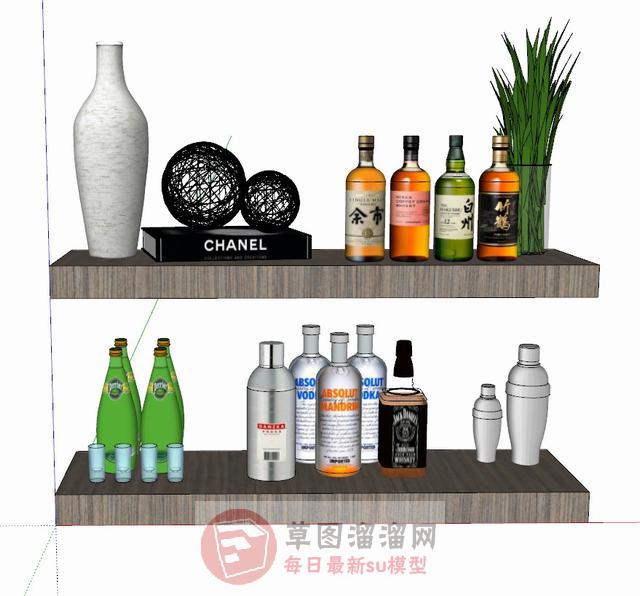 酒瓶花瓶摆件SU模型