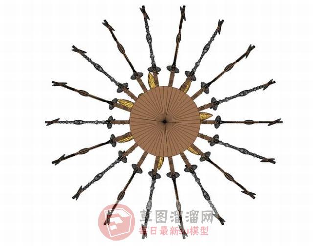 时钟船舵装饰品SU模型