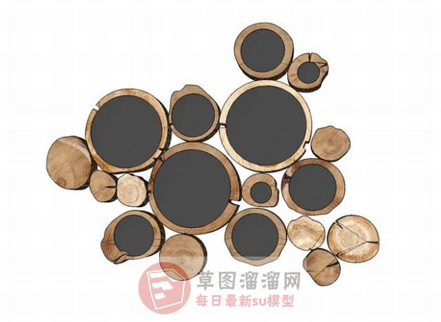 木纹墙饰品SU模型