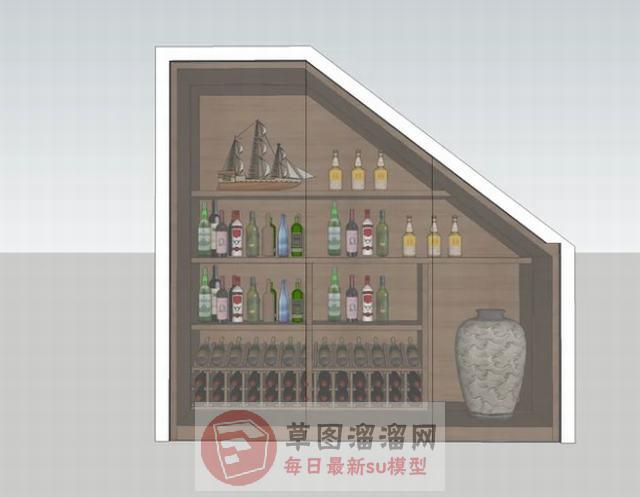 酒柜置物柜酒瓶SU模型