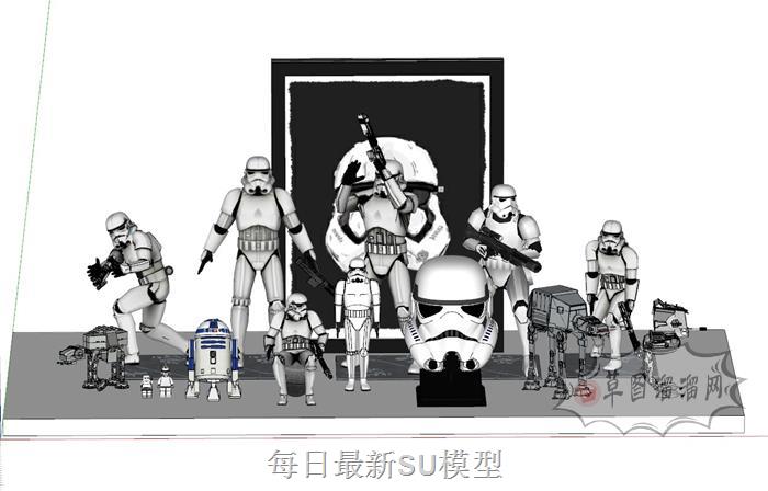 突击队人物装饰品SU模型