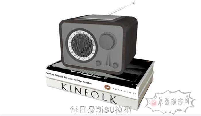 书本收音机装饰品SU模型