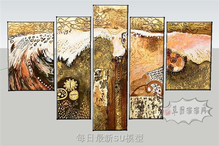 照片墙装饰画SU模型