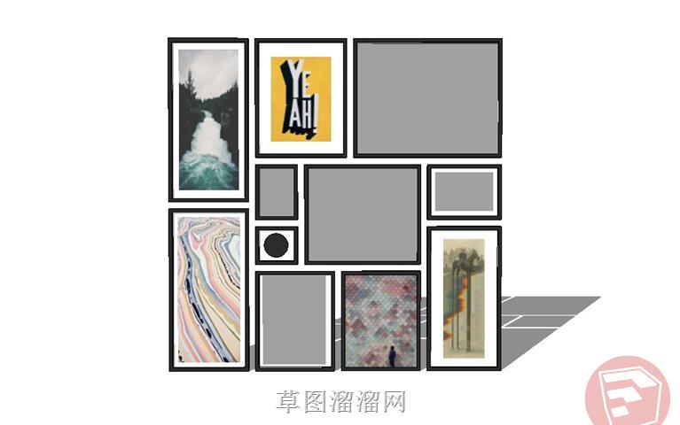 照片墙装饰画SU模型