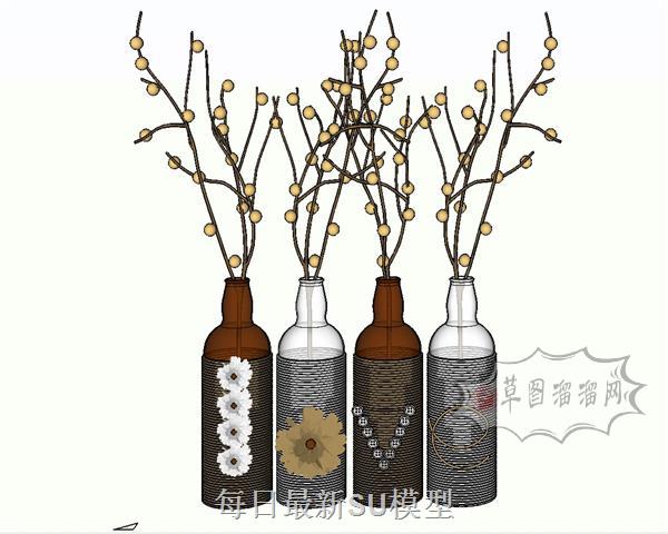 装饰花瓶插花SU模型