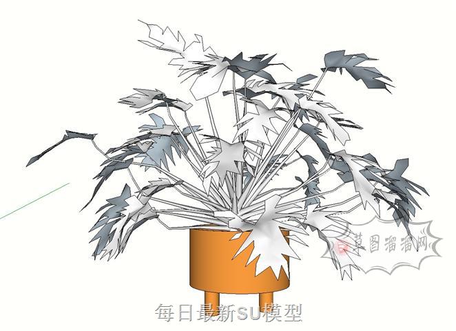 装饰花瓶植物SU模型
