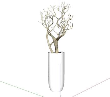 枯枝花瓶装饰品SU模型 免费sketchup模型下载