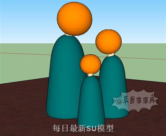 抽象人物花瓶SU模型