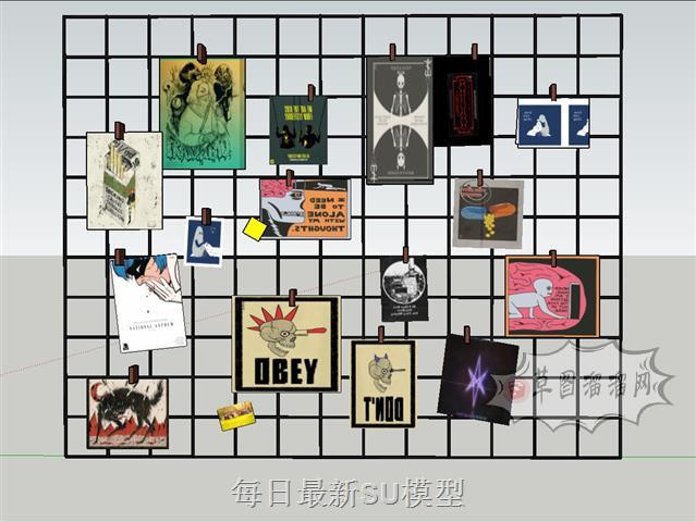 墙饰品网状格子SU模型