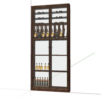 酒柜装饰柜酒瓶SU模型